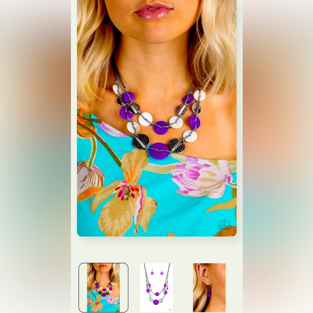 🧜🏻♀️🏖️🧜🏼♂️ “BAREFOOT BEACHES” PURPLE NECKLACE WITH FREE EARRINGS ~ PAPARAZZI❗️ - Picture 4 of 4